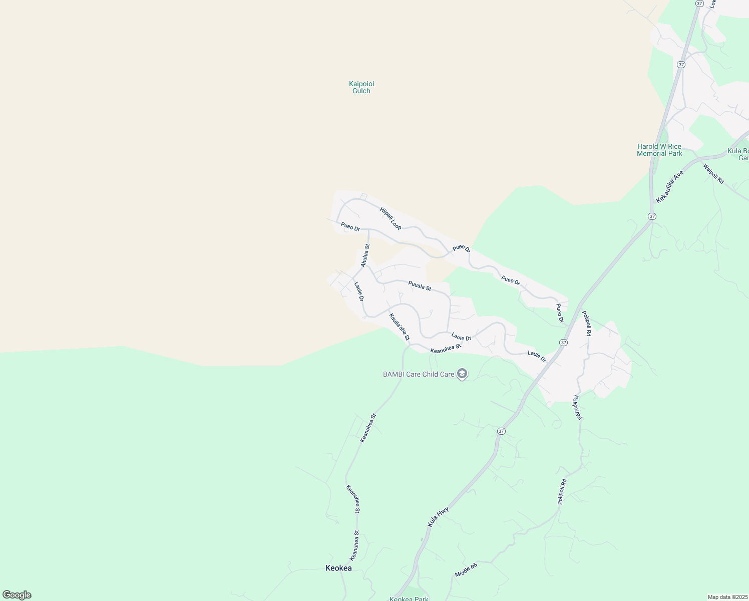 map of restaurants, bars, coffee shops, grocery stores, and more near 758 Lauie Drive in Kula