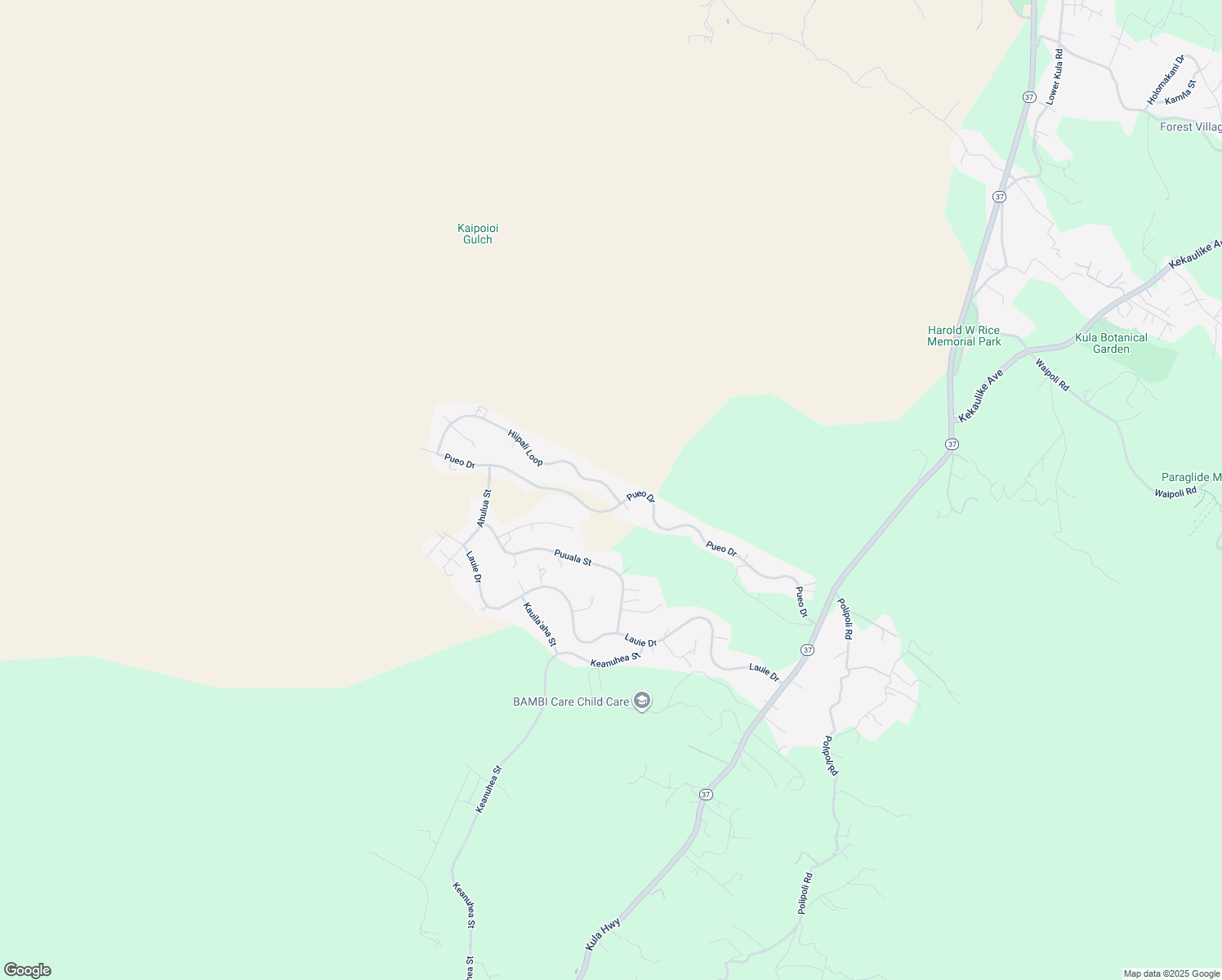 map of restaurants, bars, coffee shops, grocery stores, and more near 36 Hiipali Loop in Kula