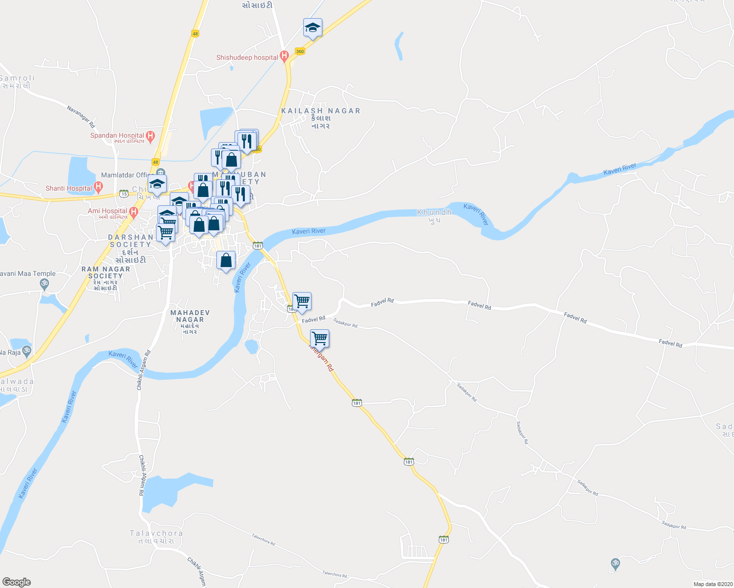 map of restaurants, bars, coffee shops, grocery stores, and more near in Tejlav