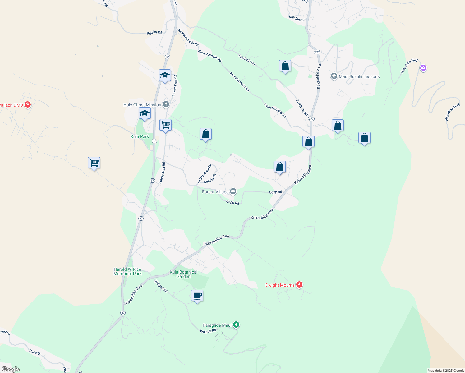 map of restaurants, bars, coffee shops, grocery stores, and more near 0 Holomakani Place in Lahaina