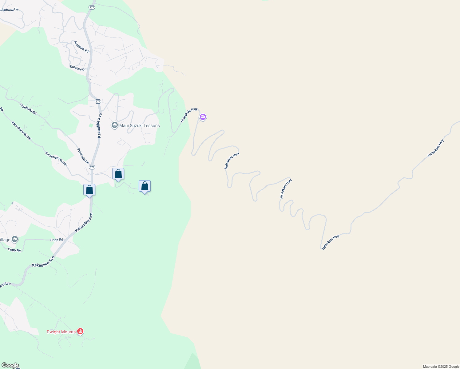 map of restaurants, bars, coffee shops, grocery stores, and more near 16-251 Haleakala Highway in Kula