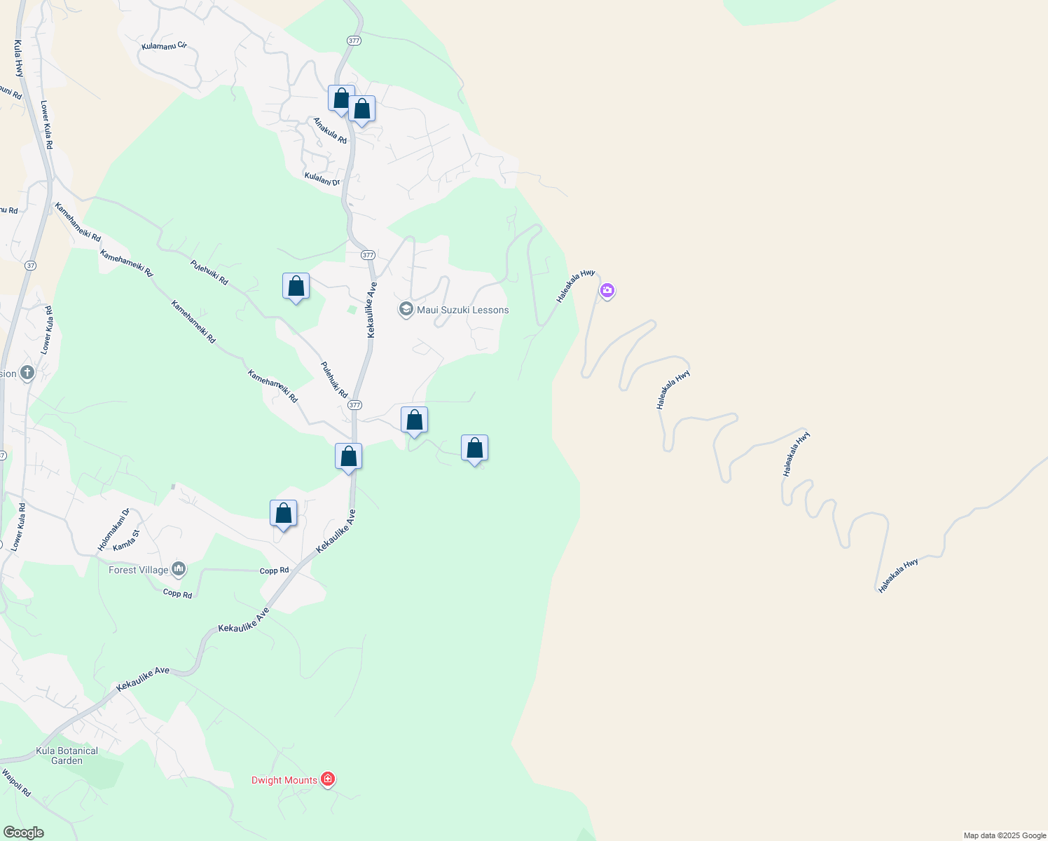 map of restaurants, bars, coffee shops, grocery stores, and more near 569 Hapapa Road in Kula