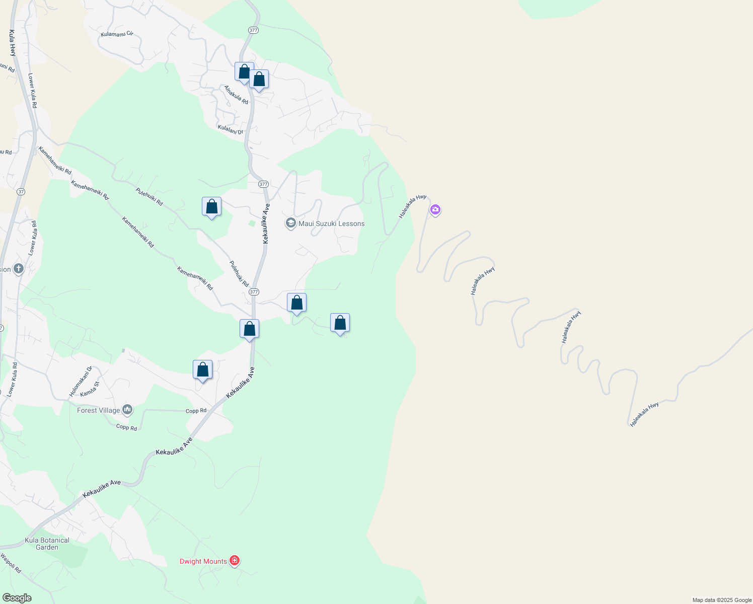 map of restaurants, bars, coffee shops, grocery stores, and more near 569 Hapapa Road in Kula
