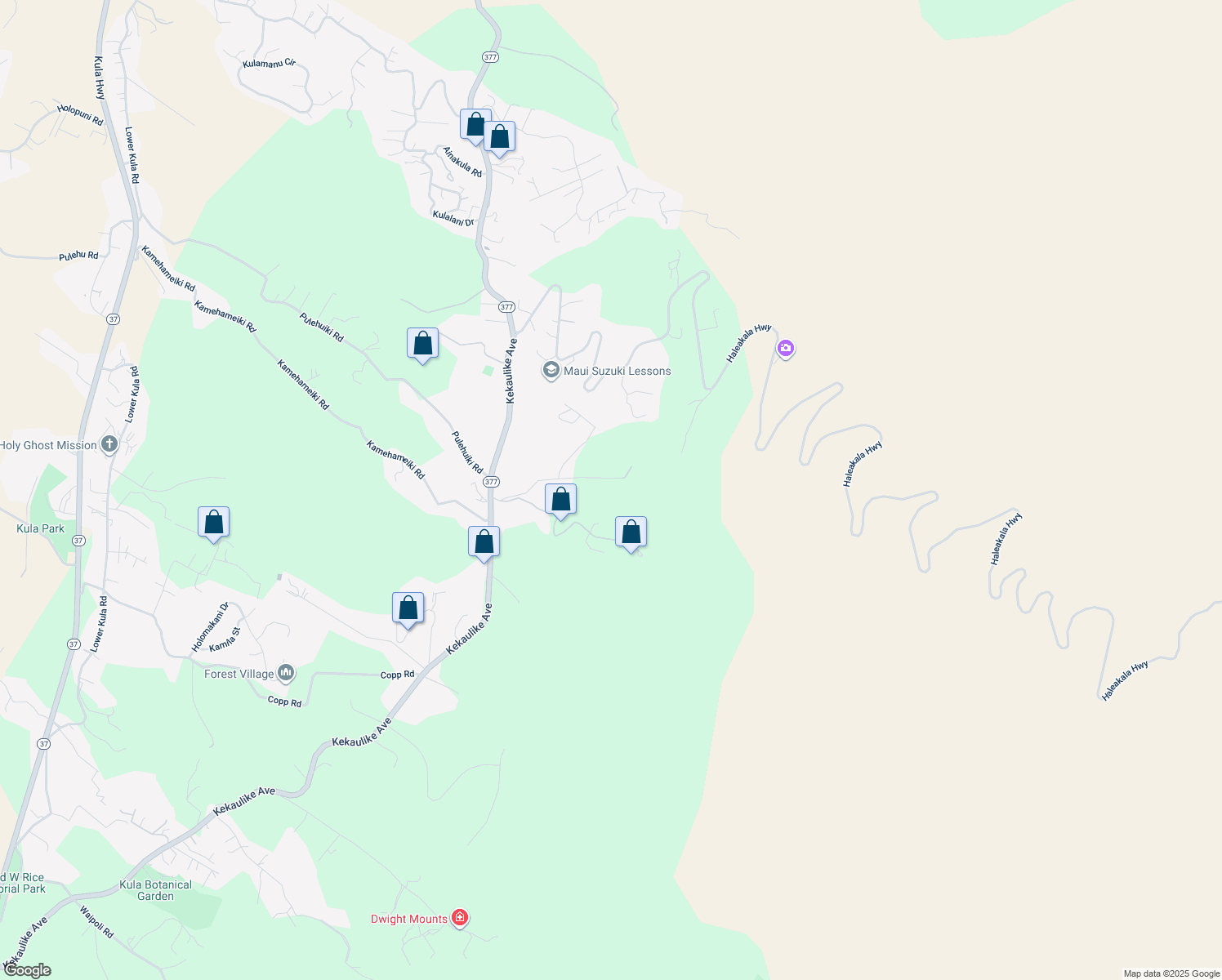 map of restaurants, bars, coffee shops, grocery stores, and more near 456 Hapapa Road in Kula