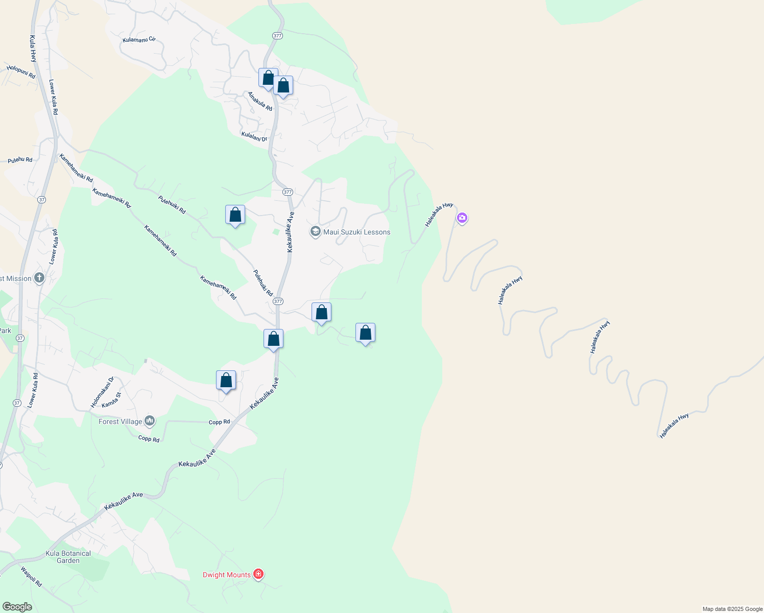 map of restaurants, bars, coffee shops, grocery stores, and more near 592 Hapapa Road in Kula