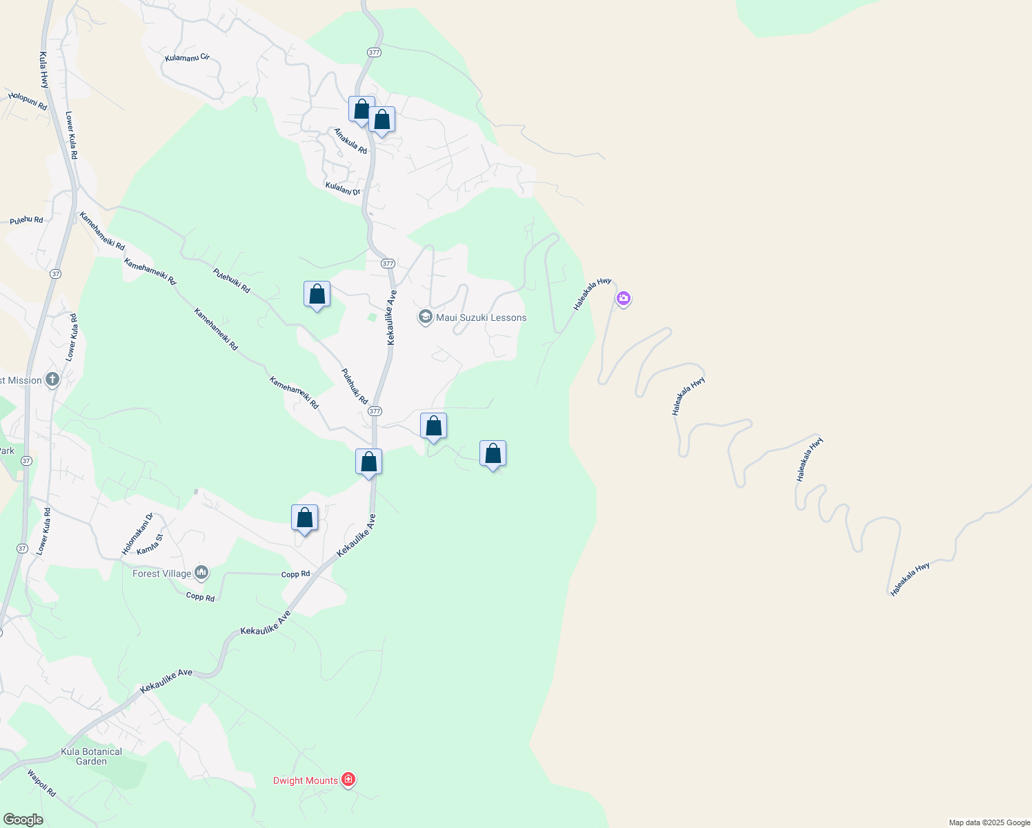 map of restaurants, bars, coffee shops, grocery stores, and more near 590 Hapapa Road in Kula