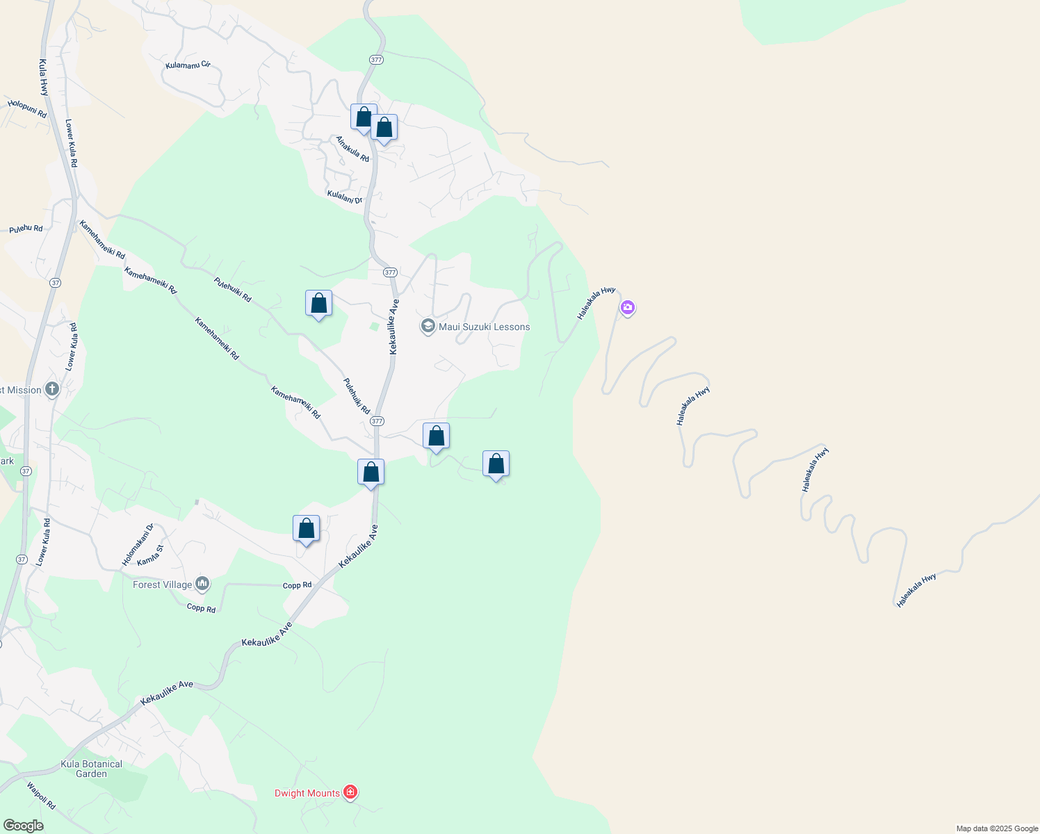 map of restaurants, bars, coffee shops, grocery stores, and more near 545 Hapapa Road in Kula
