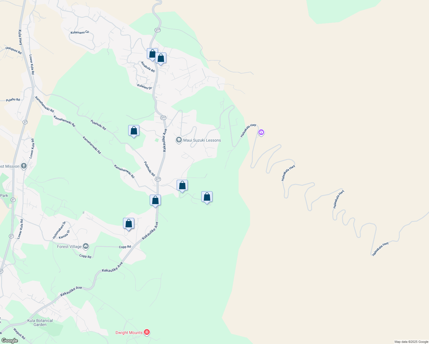 map of restaurants, bars, coffee shops, grocery stores, and more near 475 Hapapa Road in Kula