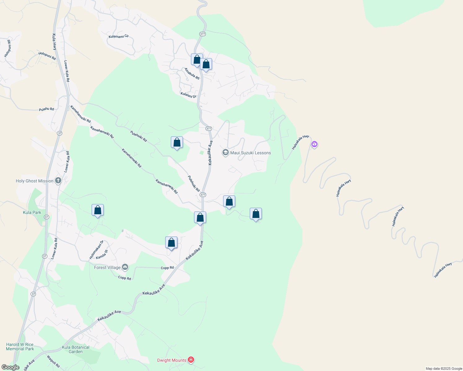 map of restaurants, bars, coffee shops, grocery stores, and more near 0 Napoko Place in Kula