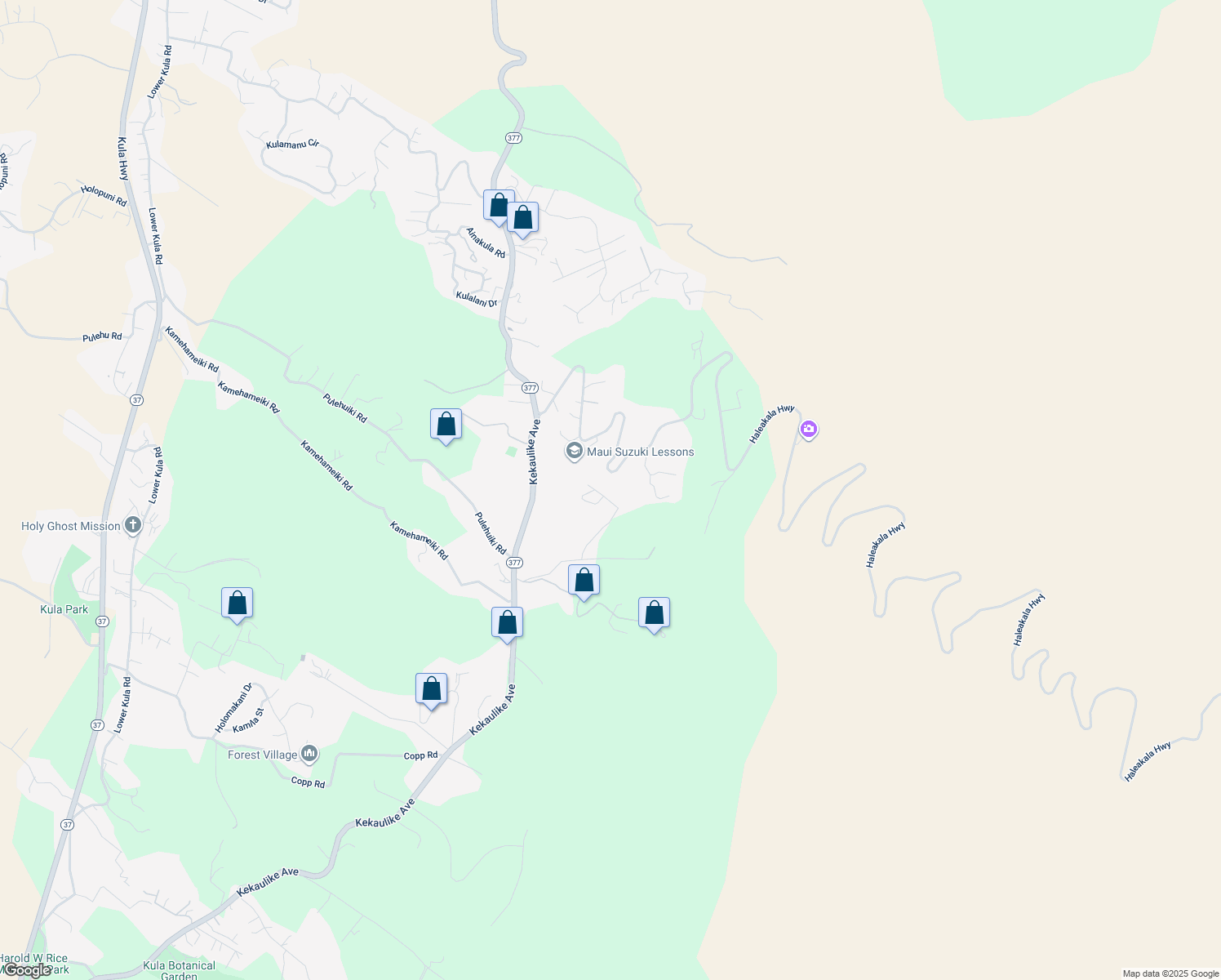 map of restaurants, bars, coffee shops, grocery stores, and more near 284 Napoko Place in Kula