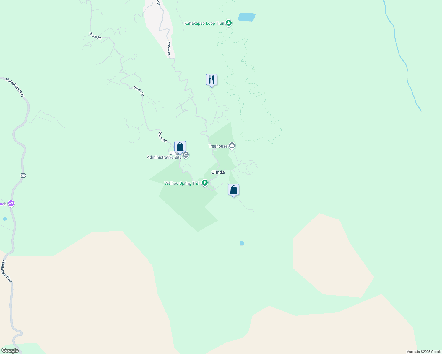 map of restaurants, bars, coffee shops, grocery stores, and more near 34 Alaluana Road in Makawao