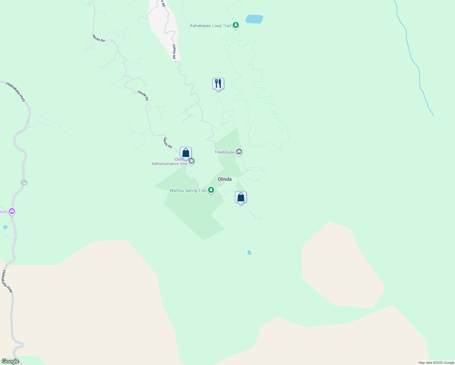map of restaurants, bars, coffee shops, grocery stores, and more near 34 Alaluana Road in Makawao