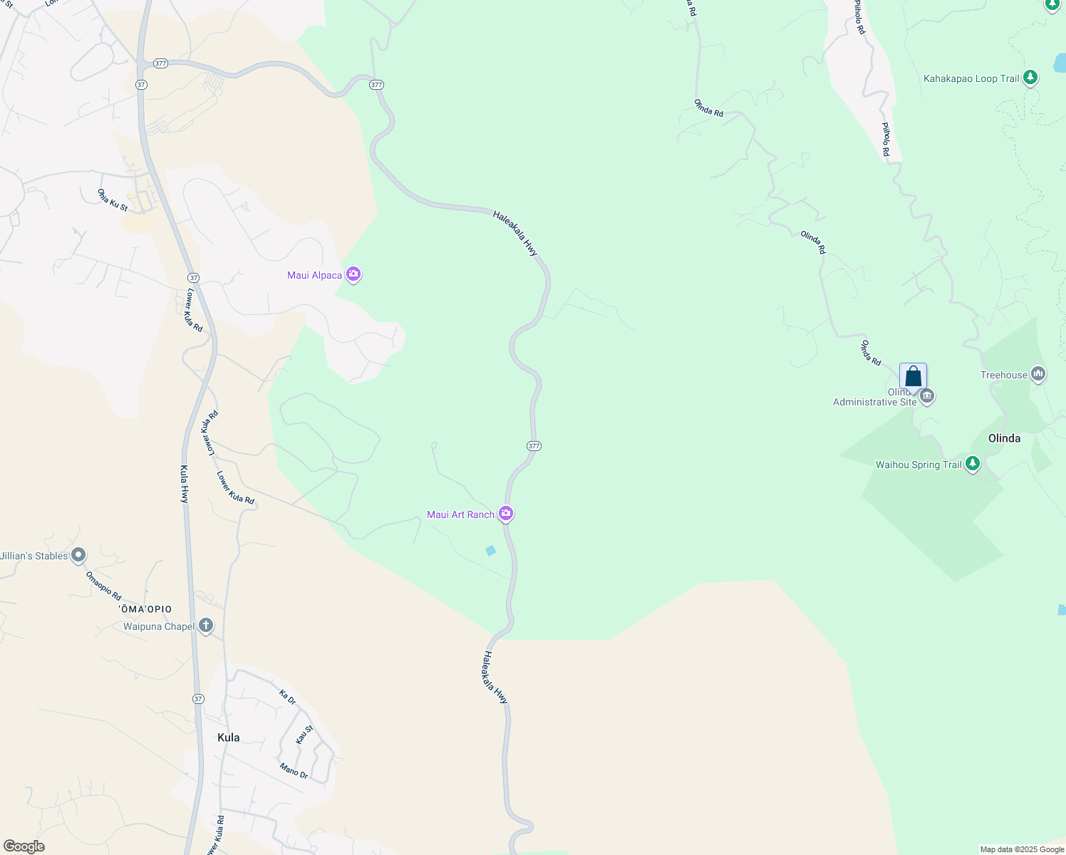 map of restaurants, bars, coffee shops, grocery stores, and more near 3390 Haleakala Highway in Makawao