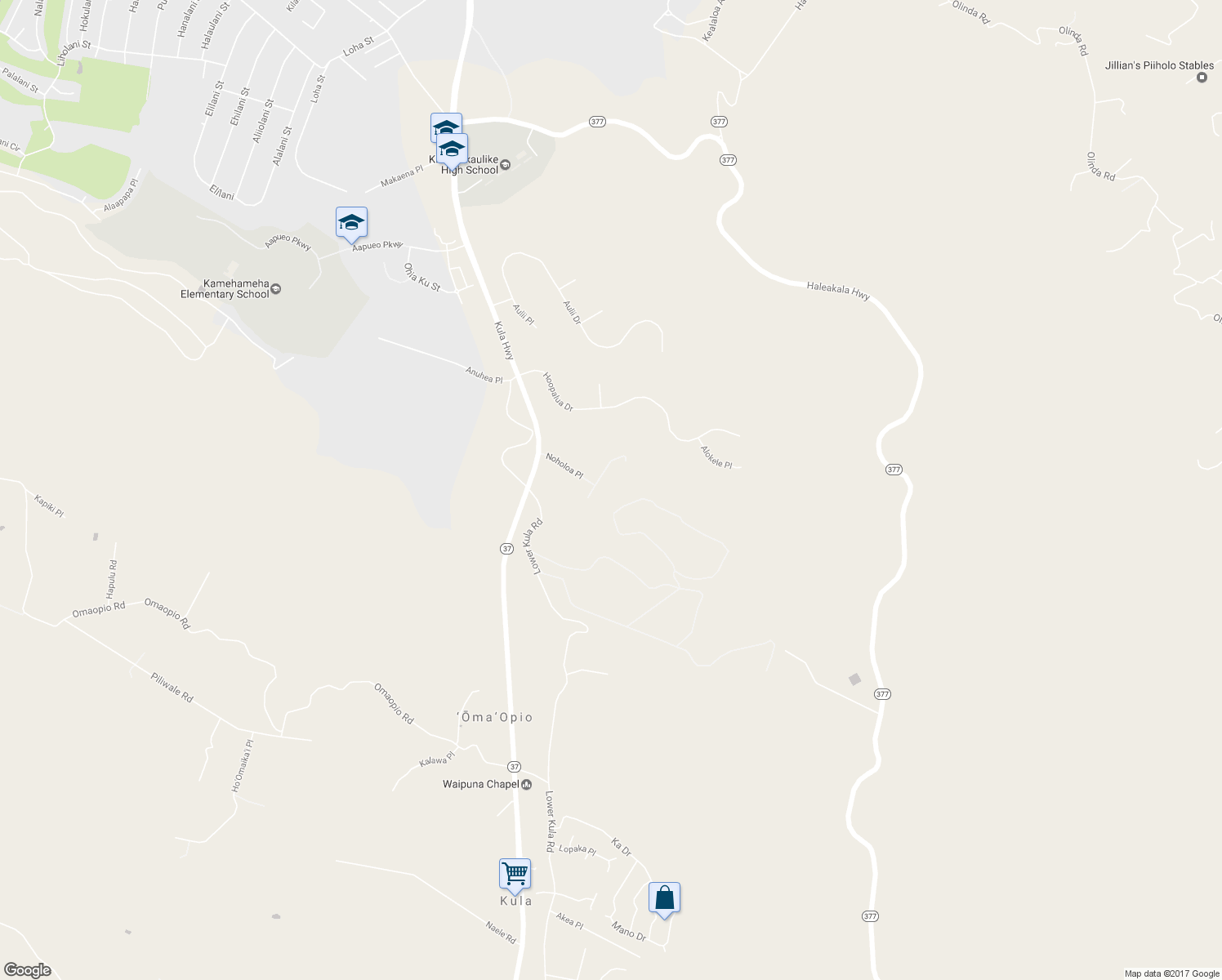 map of restaurants, bars, coffee shops, grocery stores, and more near 22 Noholoa Place in Makawao
