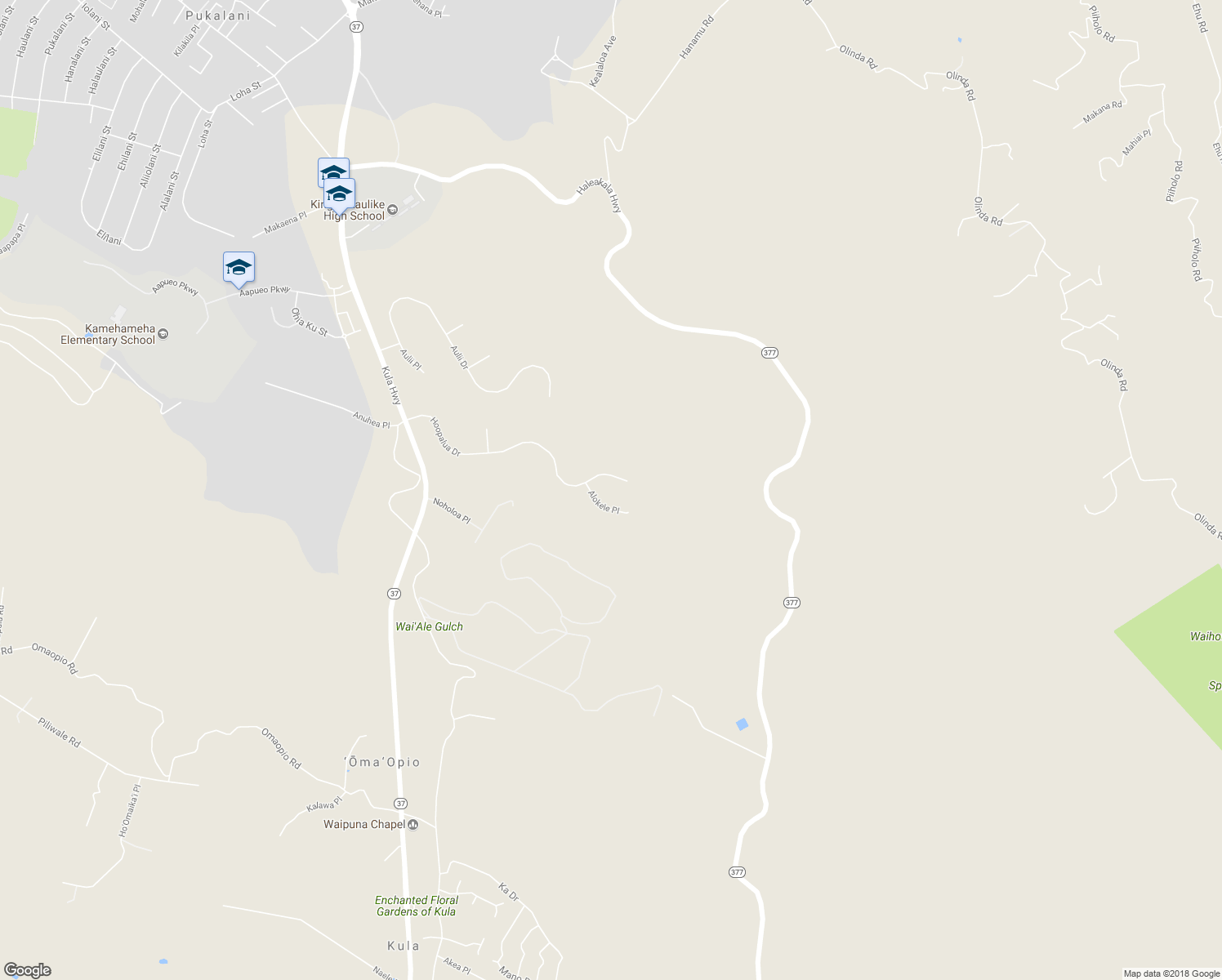 map of restaurants, bars, coffee shops, grocery stores, and more near 450 Hoopalua Drive in Makawao