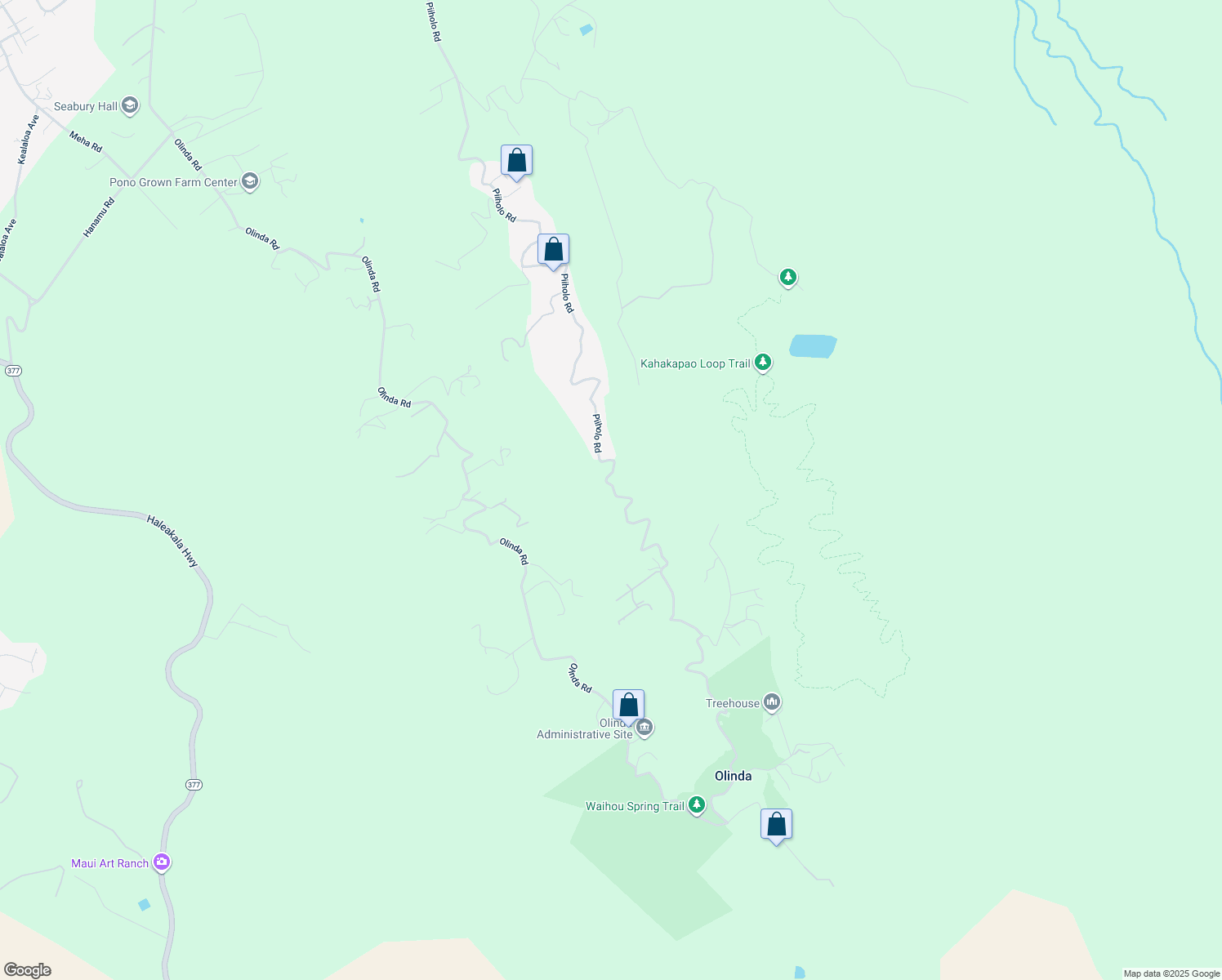 map of restaurants, bars, coffee shops, grocery stores, and more near 1880 Piiholo Road in Makawao