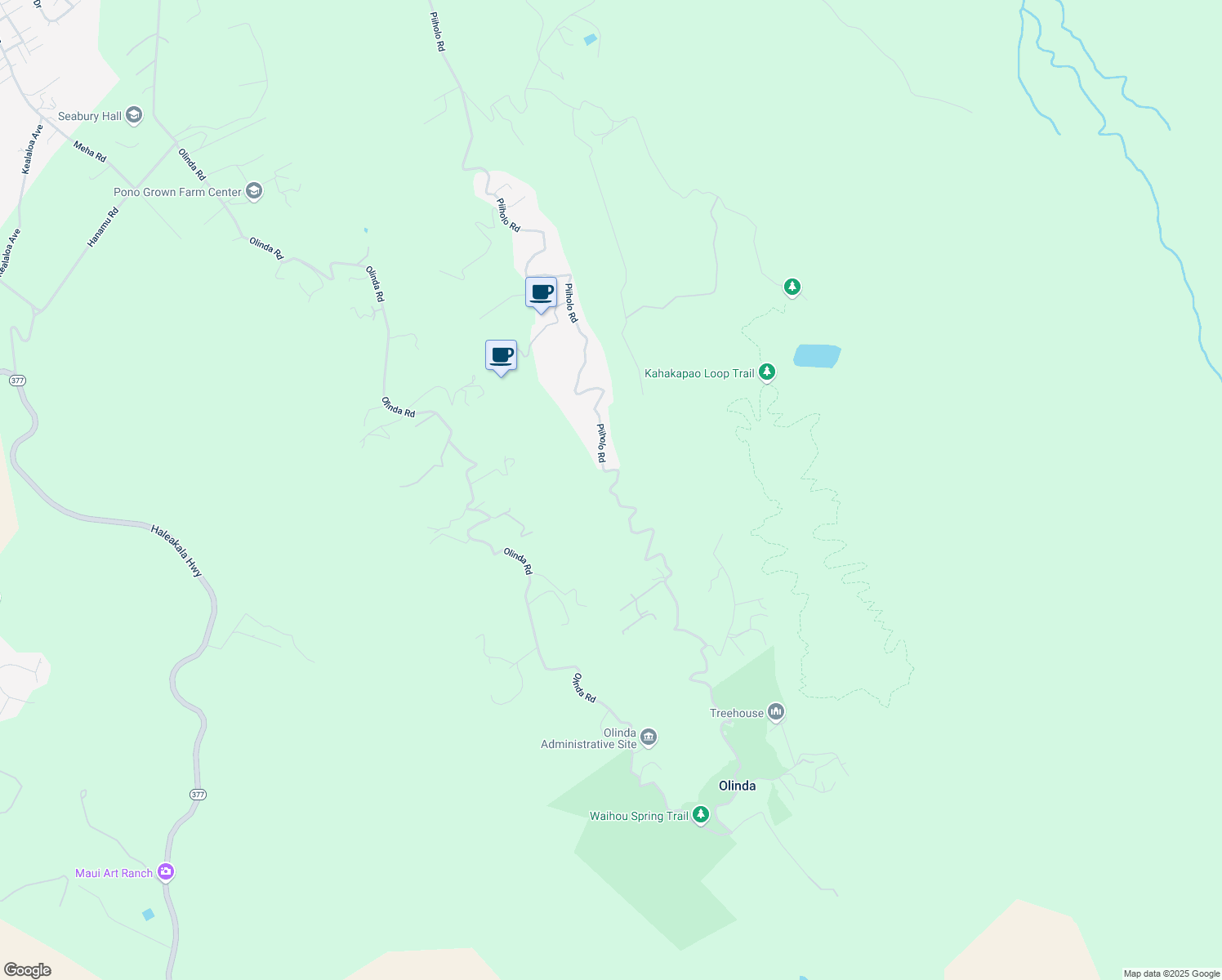 map of restaurants, bars, coffee shops, grocery stores, and more near 1740-1818 Piiholo Rd in Makawao