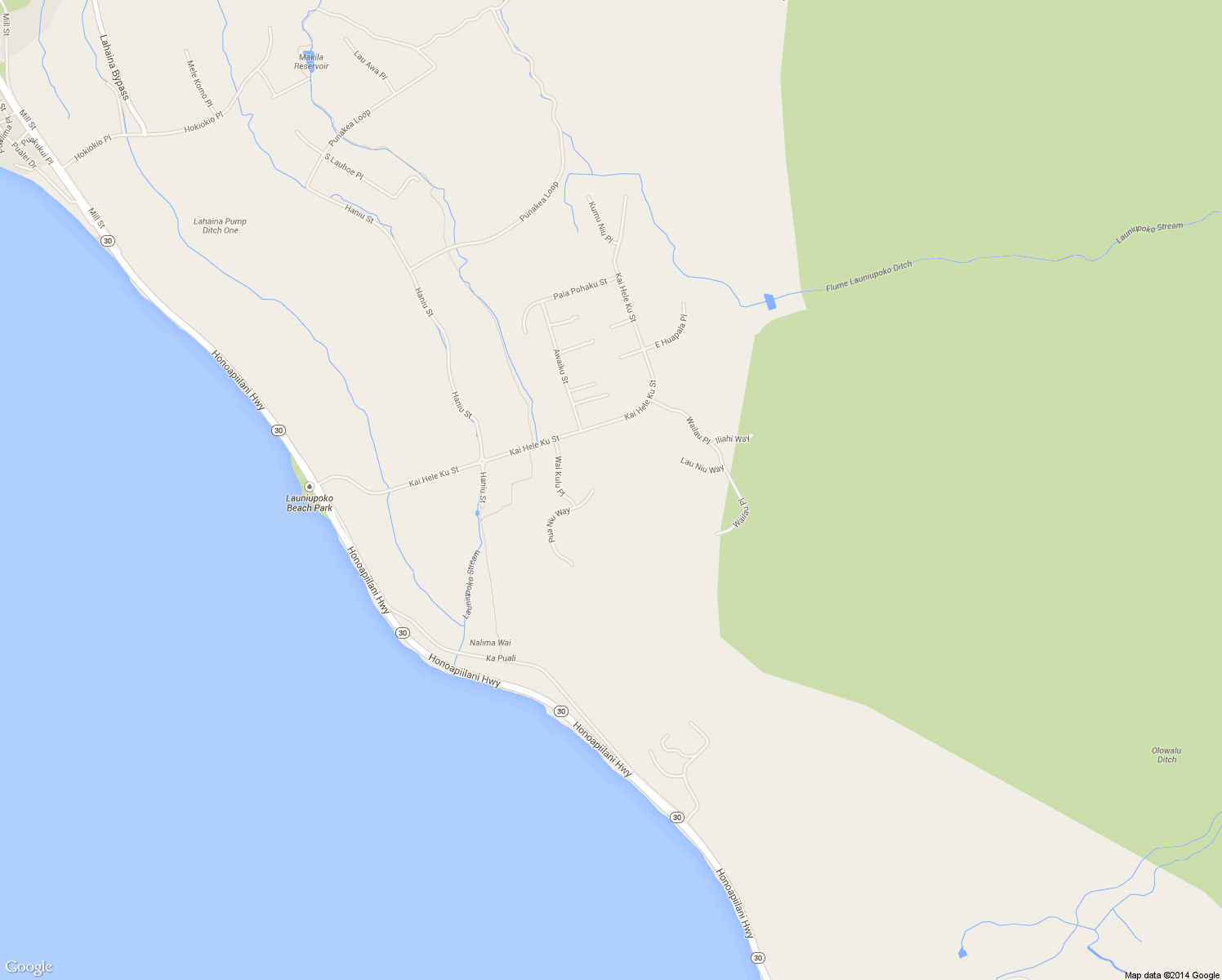 map of restaurants, bars, coffee shops, grocery stores, and more near 11 Pua Niu Way in Lahaina