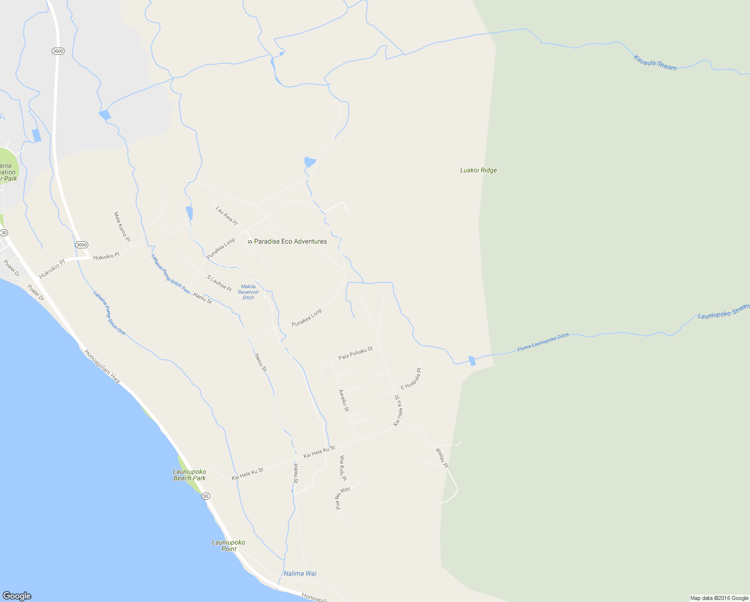 map of restaurants, bars, coffee shops, grocery stores, and more near 102 Kumu Niu Place in Lahaina