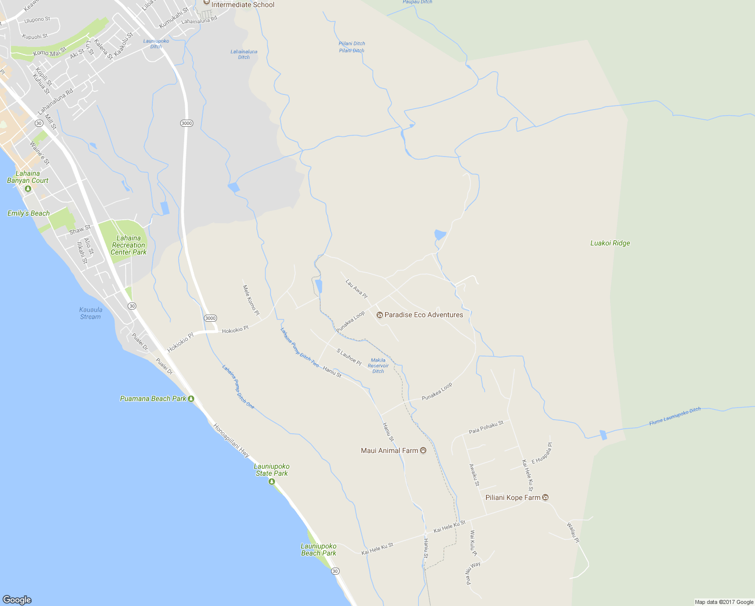 map of restaurants, bars, coffee shops, grocery stores, and more near 959 Punakea Loop in Lahaina