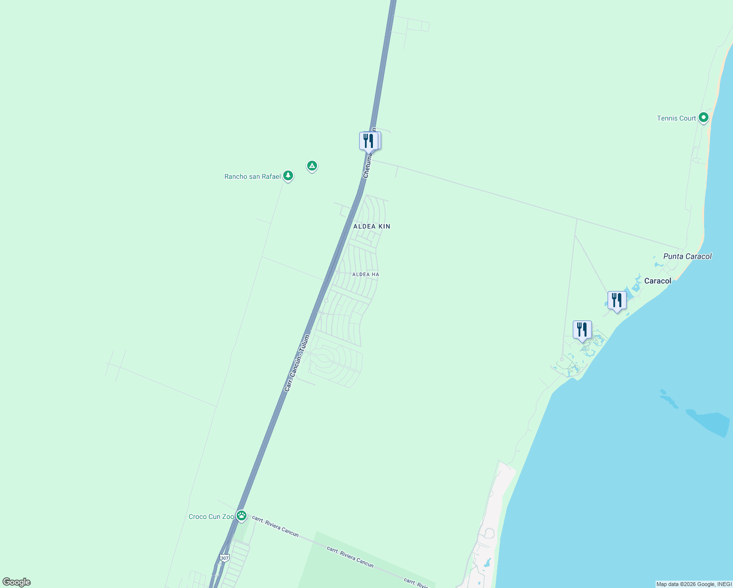 map of restaurants, bars, coffee shops, grocery stores, and more near in Puerto Morelos