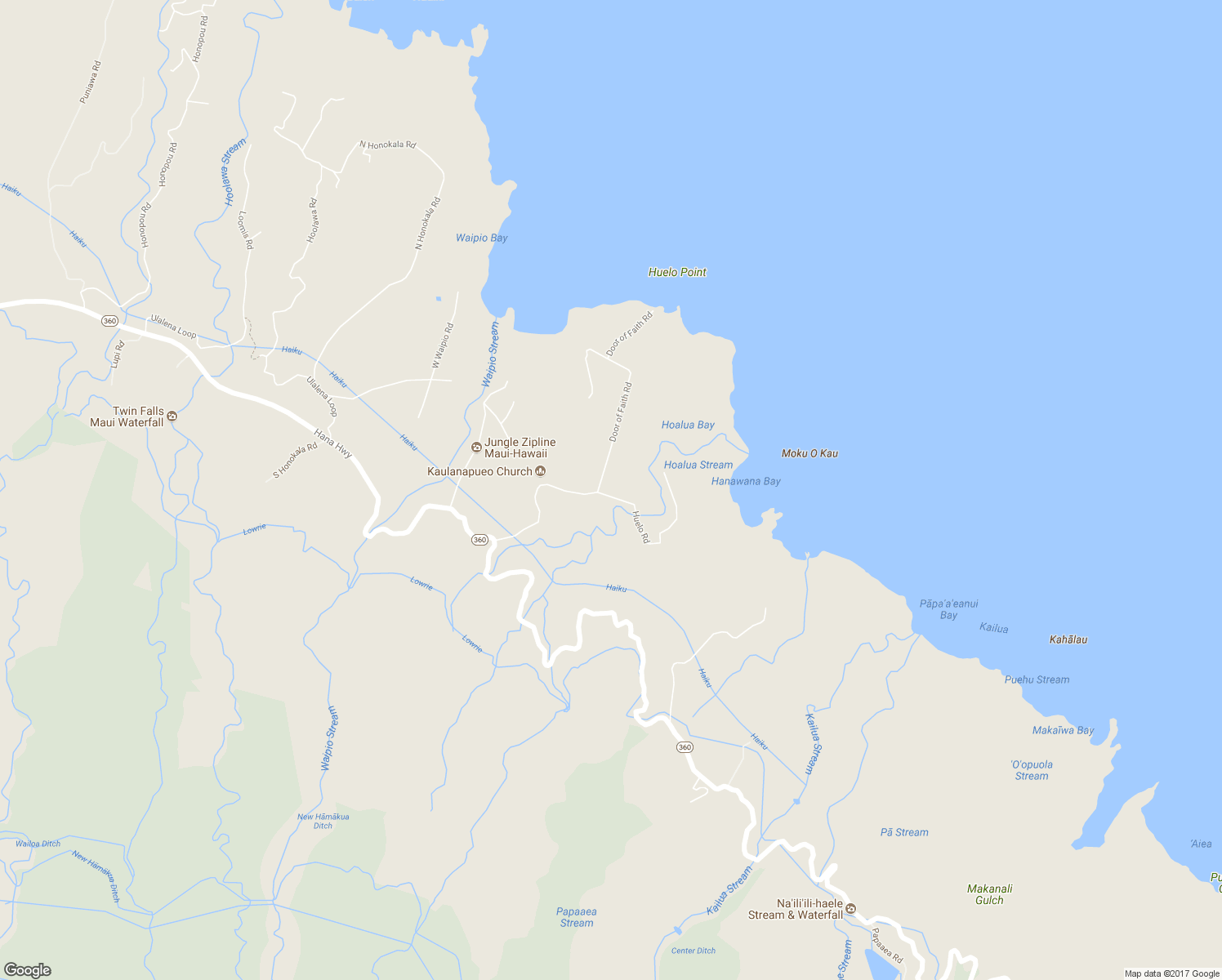 map of restaurants, bars, coffee shops, grocery stores, and more near 34 Door of Faith Road in Maui County