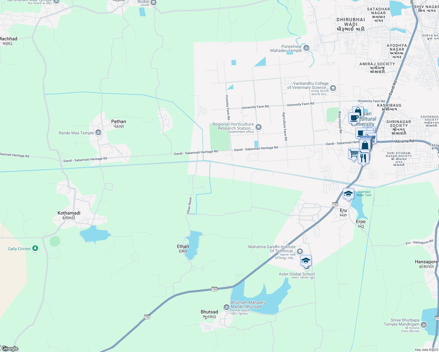 map of restaurants, bars, coffee shops, grocery stores, and more near in Navsari