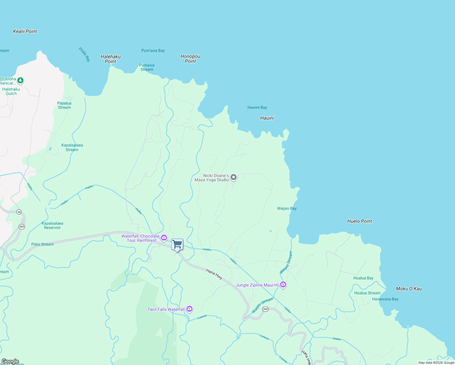 map of restaurants, bars, coffee shops, grocery stores, and more near 448 Hoolawa Road in Maui County