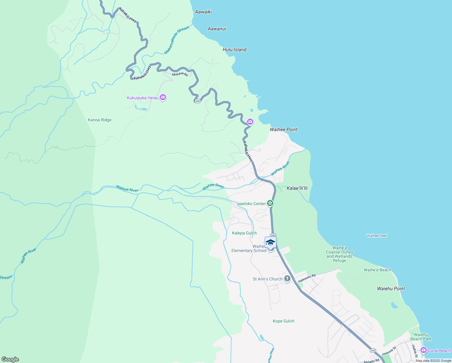 map of restaurants, bars, coffee shops, grocery stores, and more near 168 River Road in Wailuku
