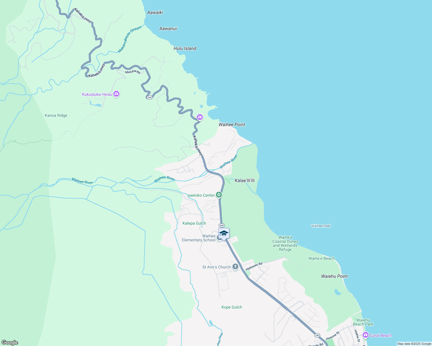 map of restaurants, bars, coffee shops, grocery stores, and more near 3225 Kahekili Highway in Wailuku