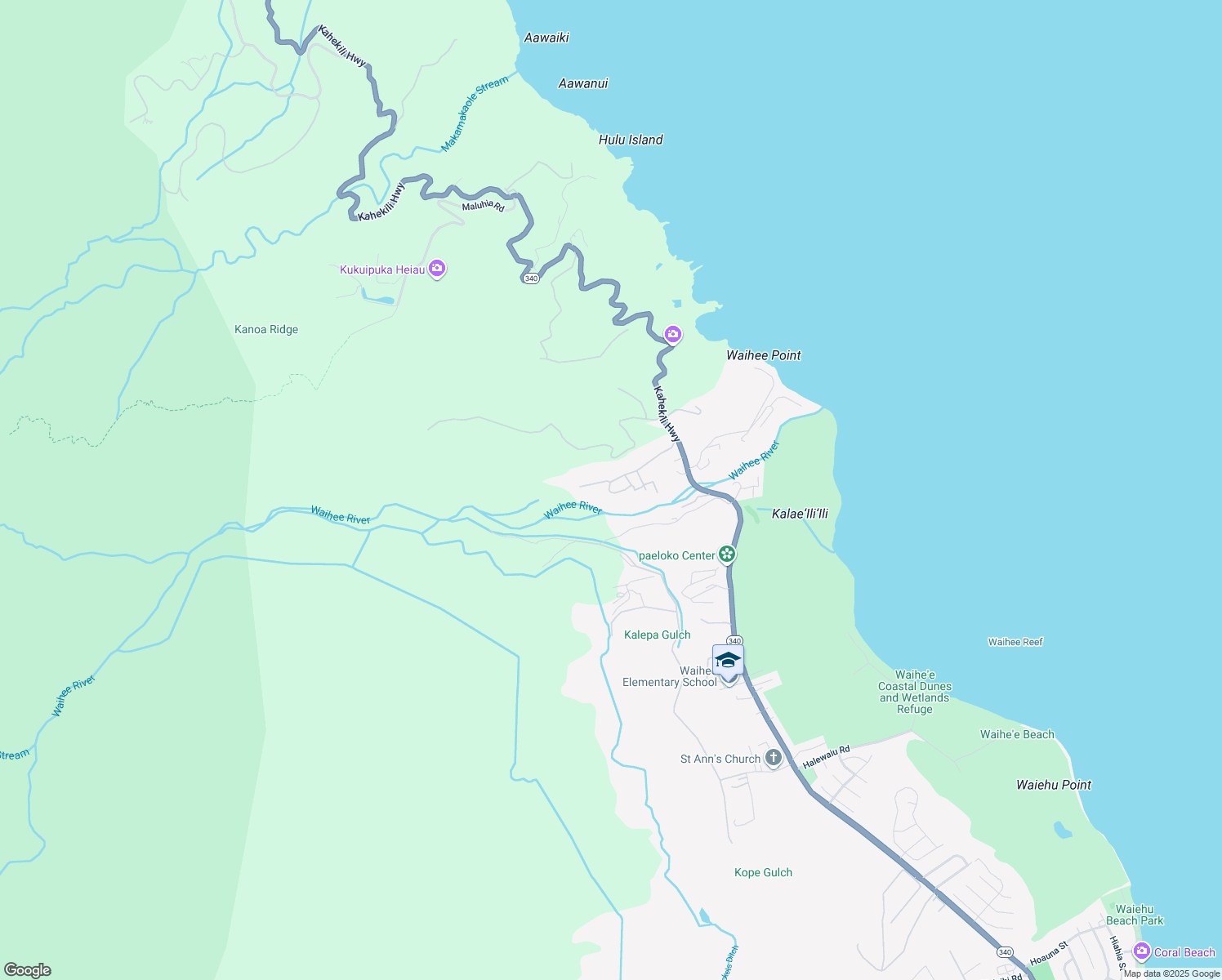 map of restaurants, bars, coffee shops, grocery stores, and more near 176 River Road in Wailuku