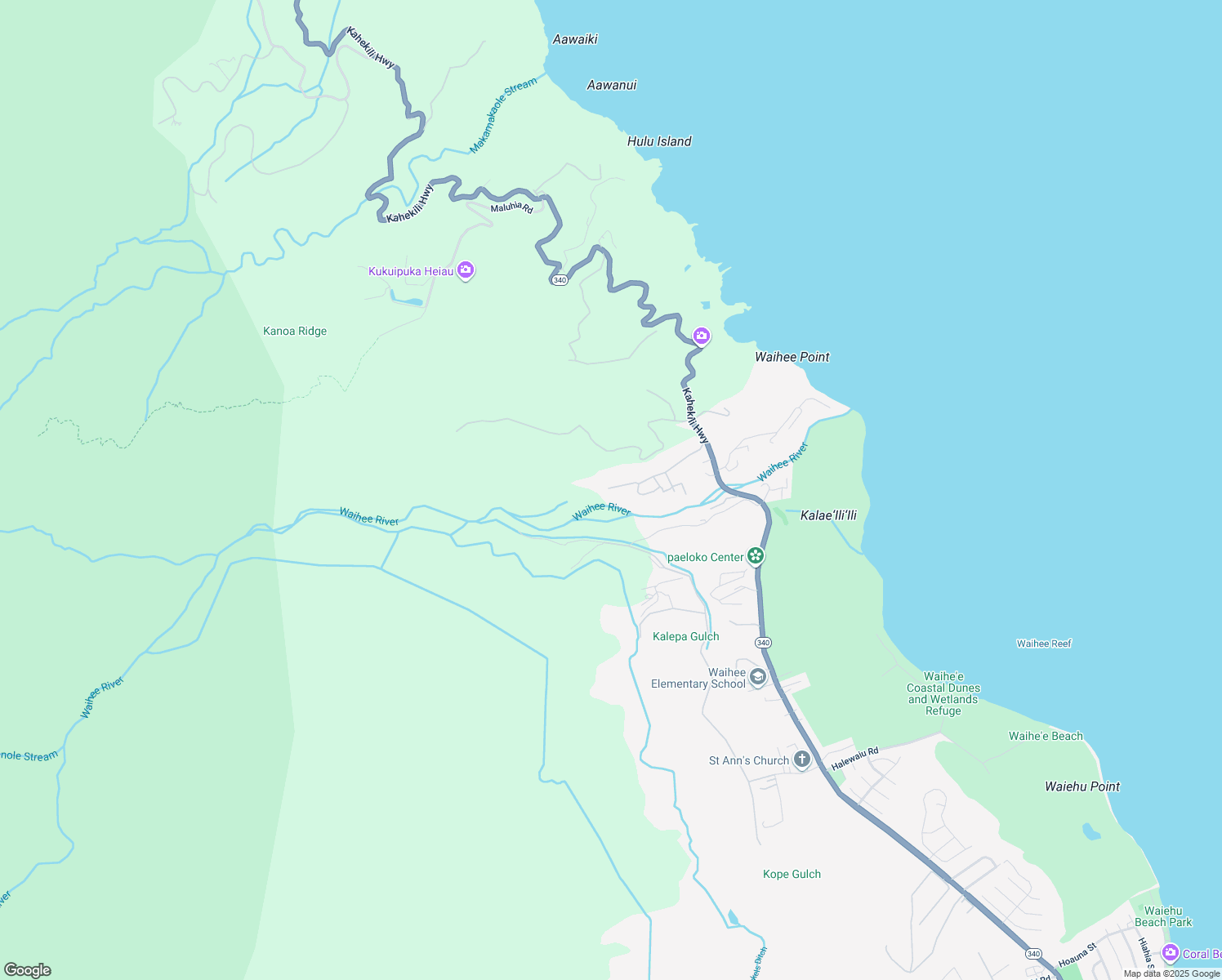 map of restaurants, bars, coffee shops, grocery stores, and more near 408 Waihee Valley Road in Wailuku
