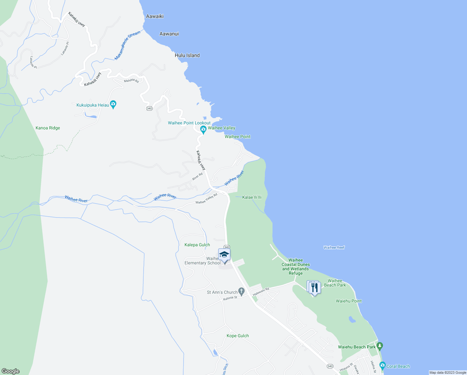 map of restaurants, bars, coffee shops, grocery stores, and more near 17 Akumu Way in Wailuku