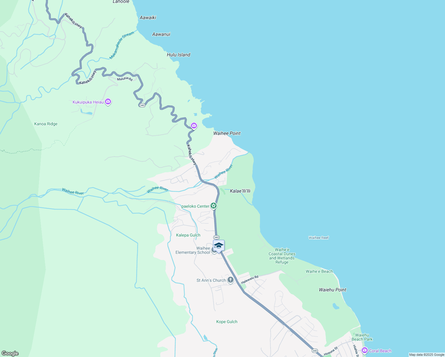 map of restaurants, bars, coffee shops, grocery stores, and more near 17 Akumu Way in Wailuku