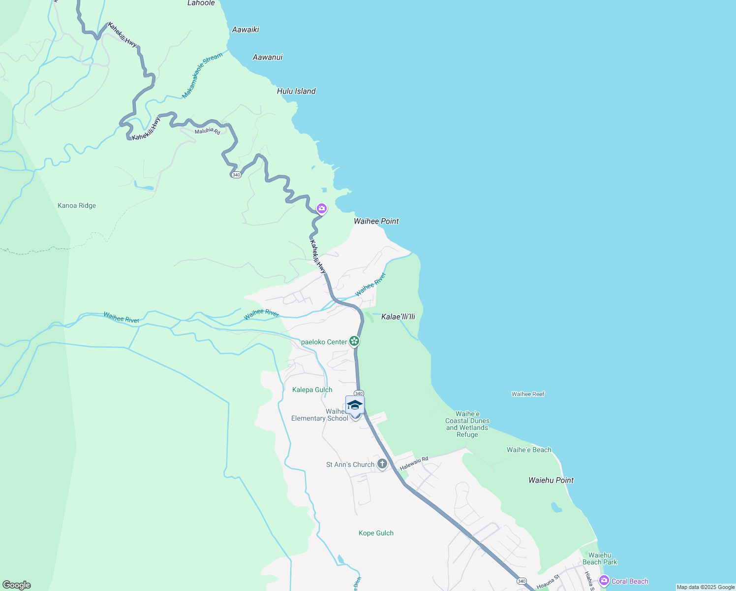 map of restaurants, bars, coffee shops, grocery stores, and more near 17 Akumu Way in Wailuku
