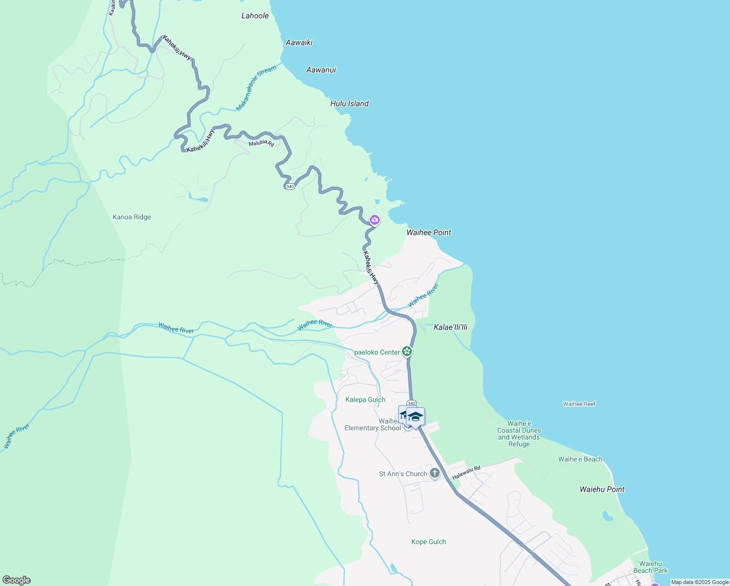 map of restaurants, bars, coffee shops, grocery stores, and more near 2609 Kahekili Highway in Wailuku