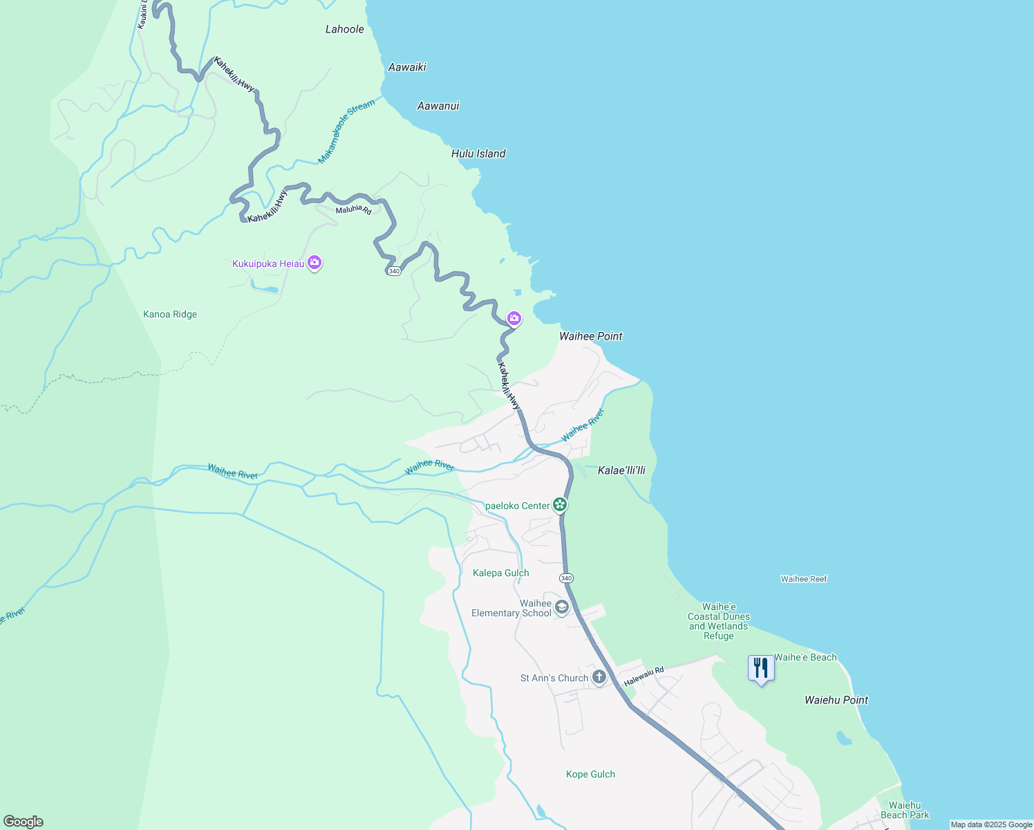 map of restaurants, bars, coffee shops, grocery stores, and more near 2609 Kahekili Highway in Wailuku