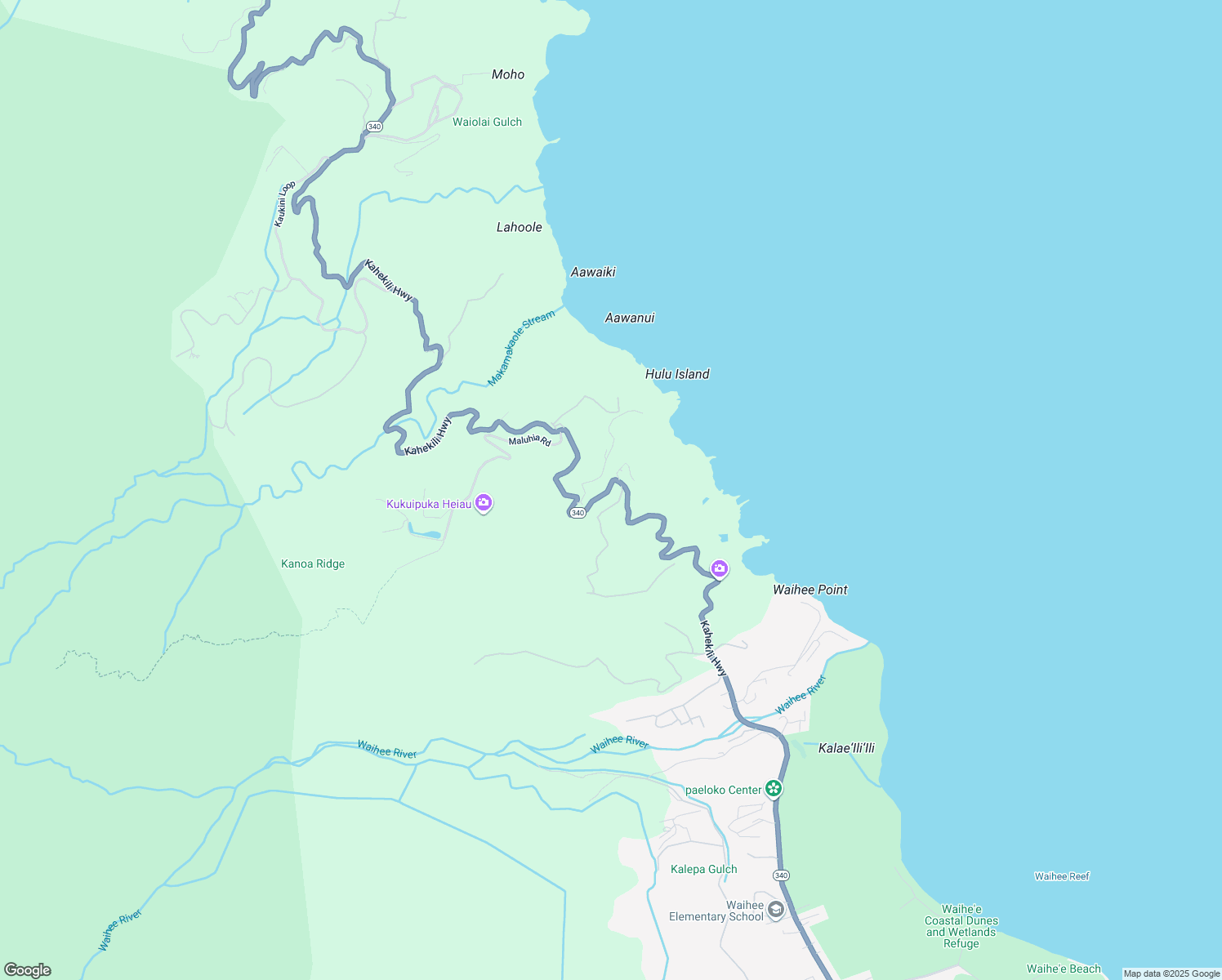 map of restaurants, bars, coffee shops, grocery stores, and more near 3225 Kahekili Highway in Wailuku