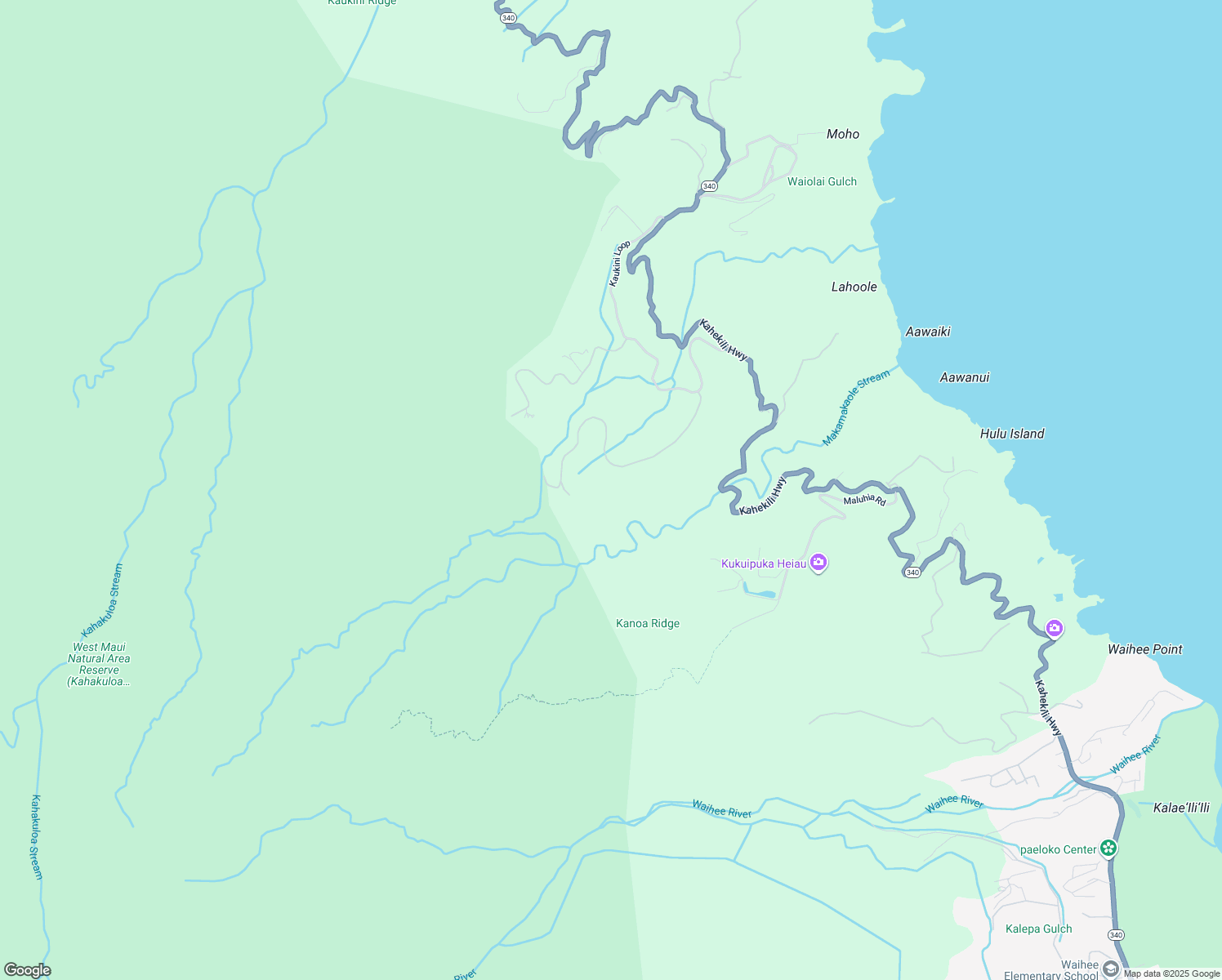 map of restaurants, bars, coffee shops, grocery stores, and more near 57 Lahaole Place in Wailuku