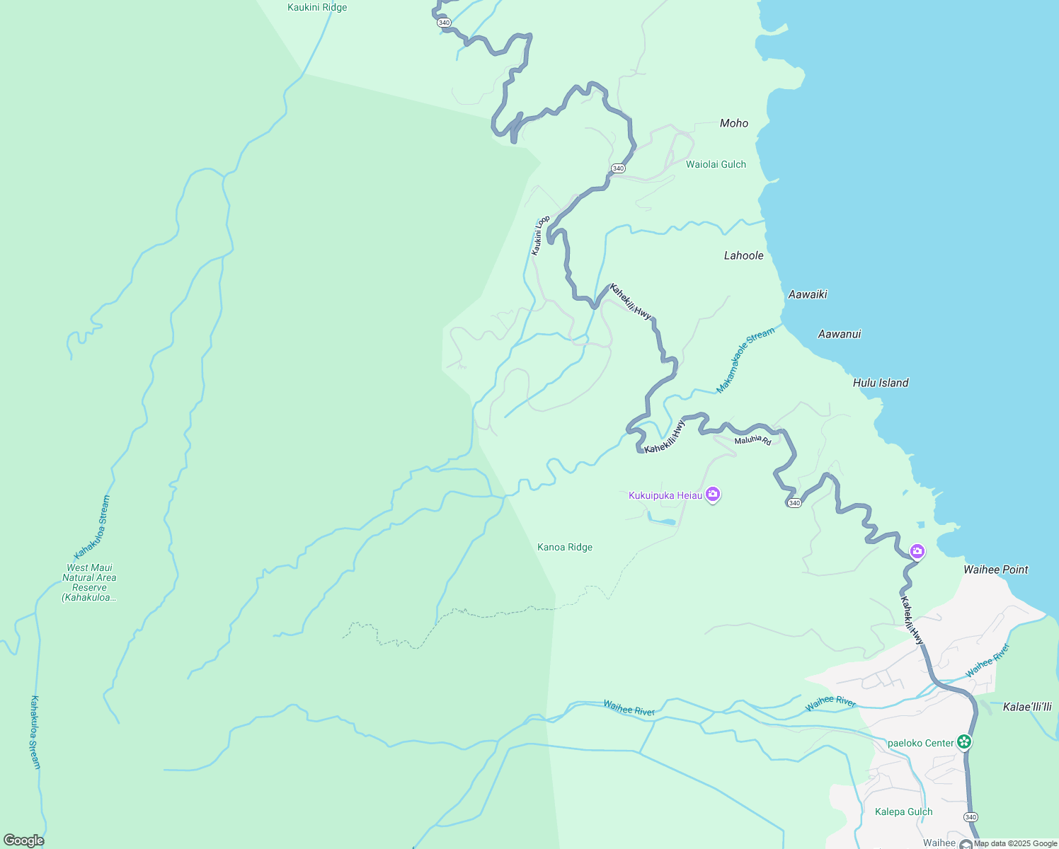 map of restaurants, bars, coffee shops, grocery stores, and more near 57 Lahaole Place in Wailuku