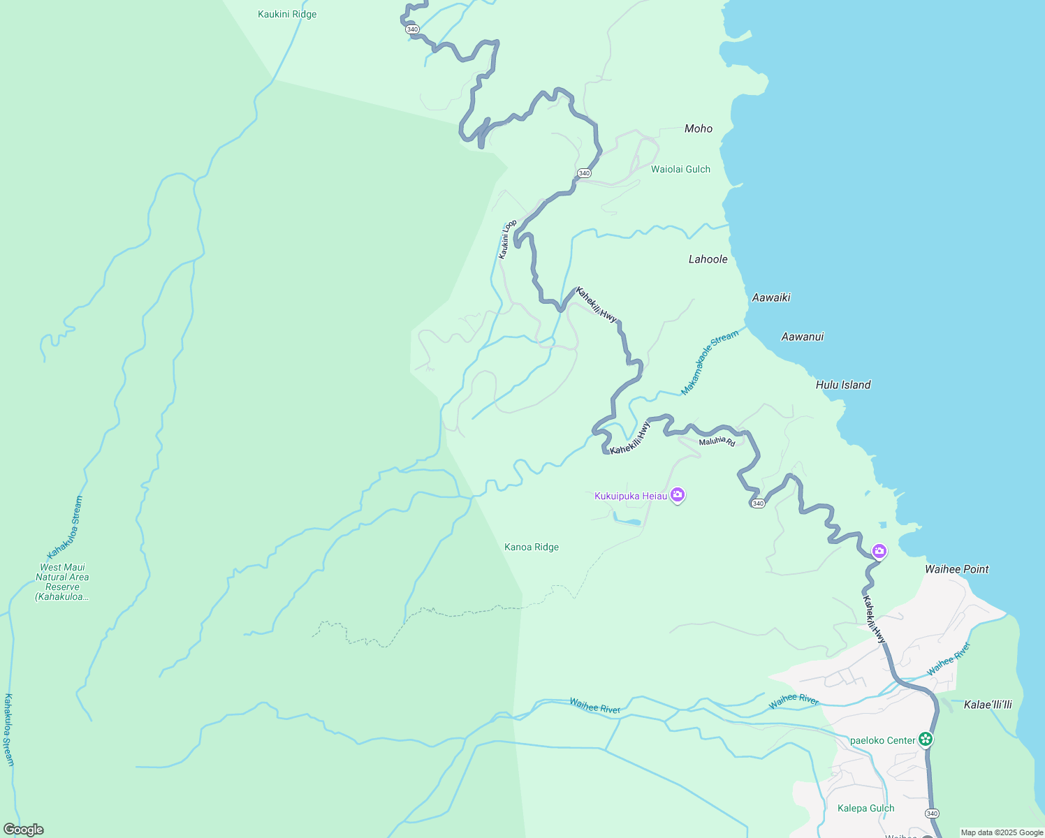 map of restaurants, bars, coffee shops, grocery stores, and more near 51 Lahaole Place in Wailuku
