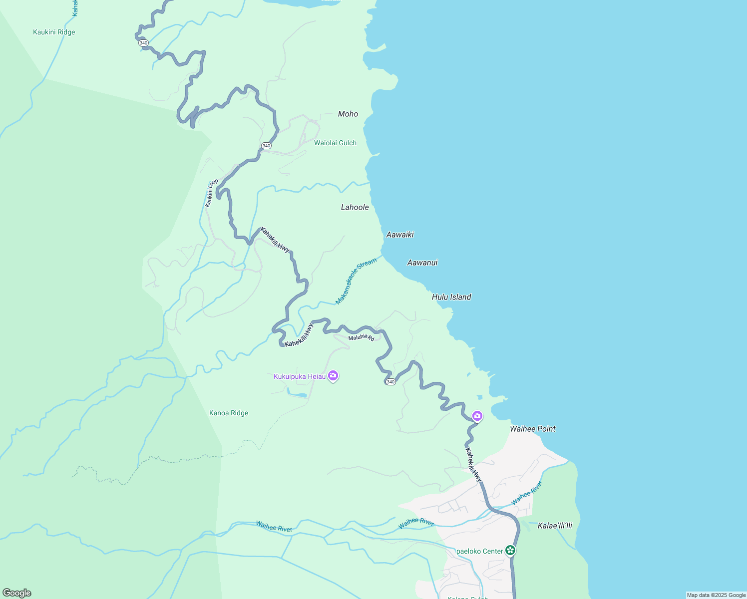 map of restaurants, bars, coffee shops, grocery stores, and more near 3650 Kahekili Highway in Wailuku