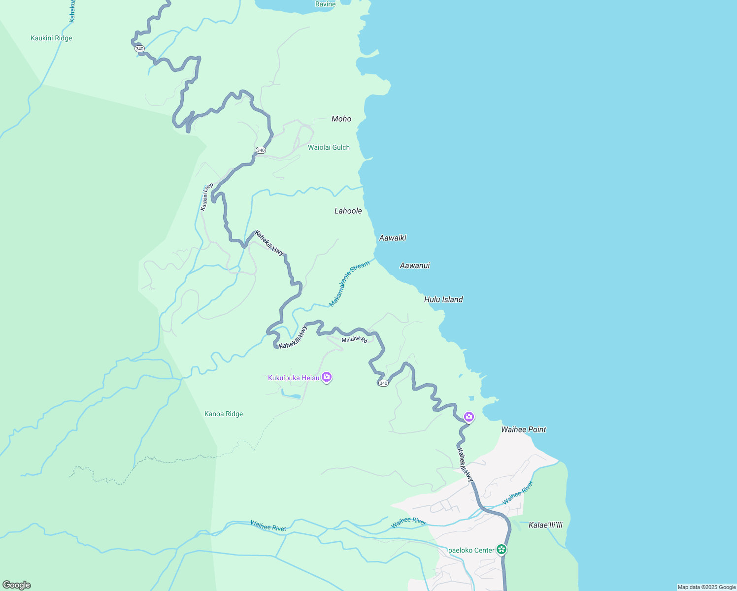 map of restaurants, bars, coffee shops, grocery stores, and more near 3650 Kahekili Highway in Wailuku