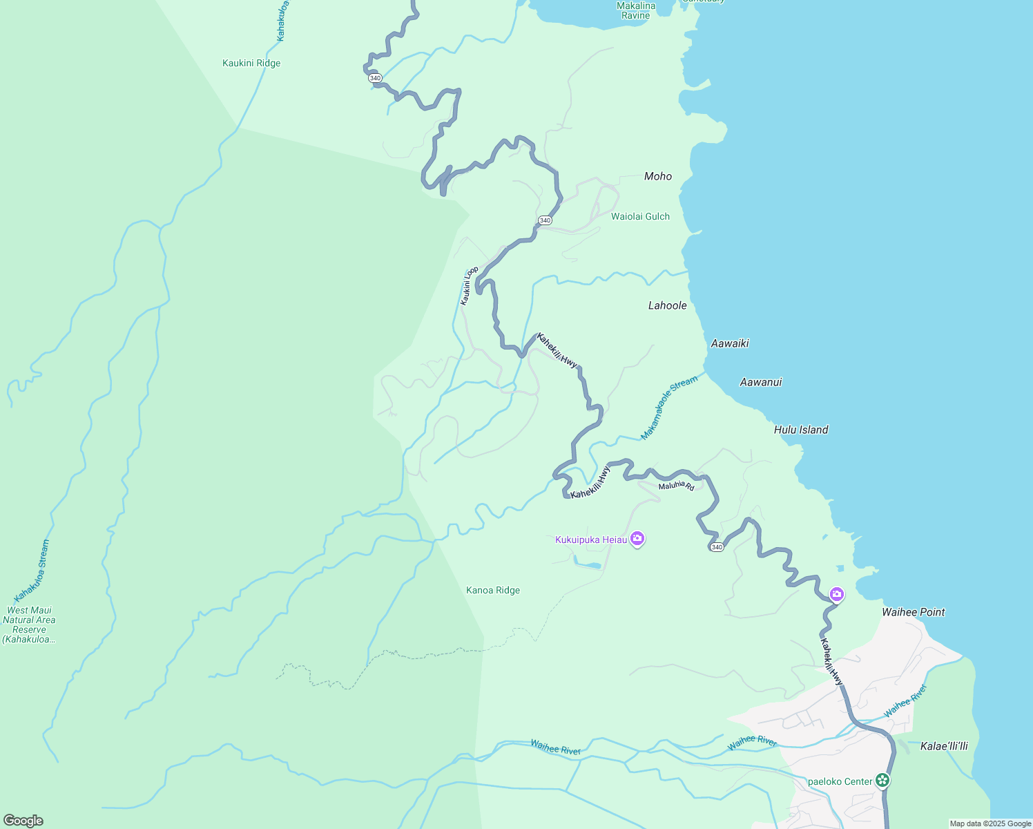 map of restaurants, bars, coffee shops, grocery stores, and more near 18 Lahaole Place in Wailuku