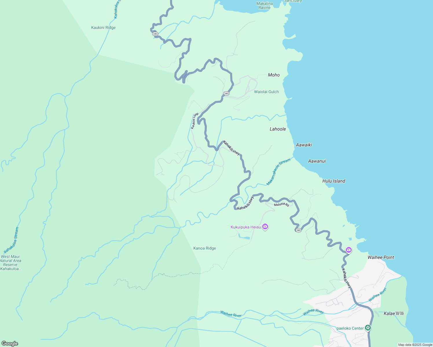 map of restaurants, bars, coffee shops, grocery stores, and more near 18 Lahaole Place in Wailuku
