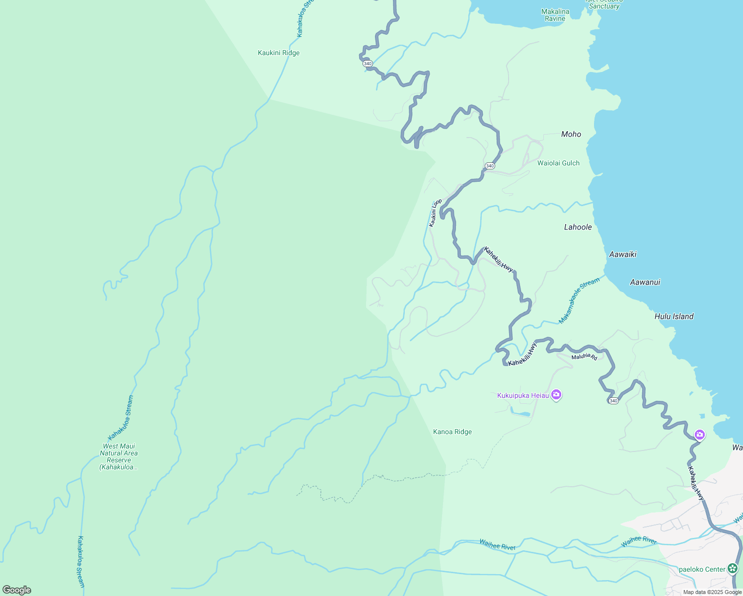 map of restaurants, bars, coffee shops, grocery stores, and more near 65 Hulumanu Place in Wailuku