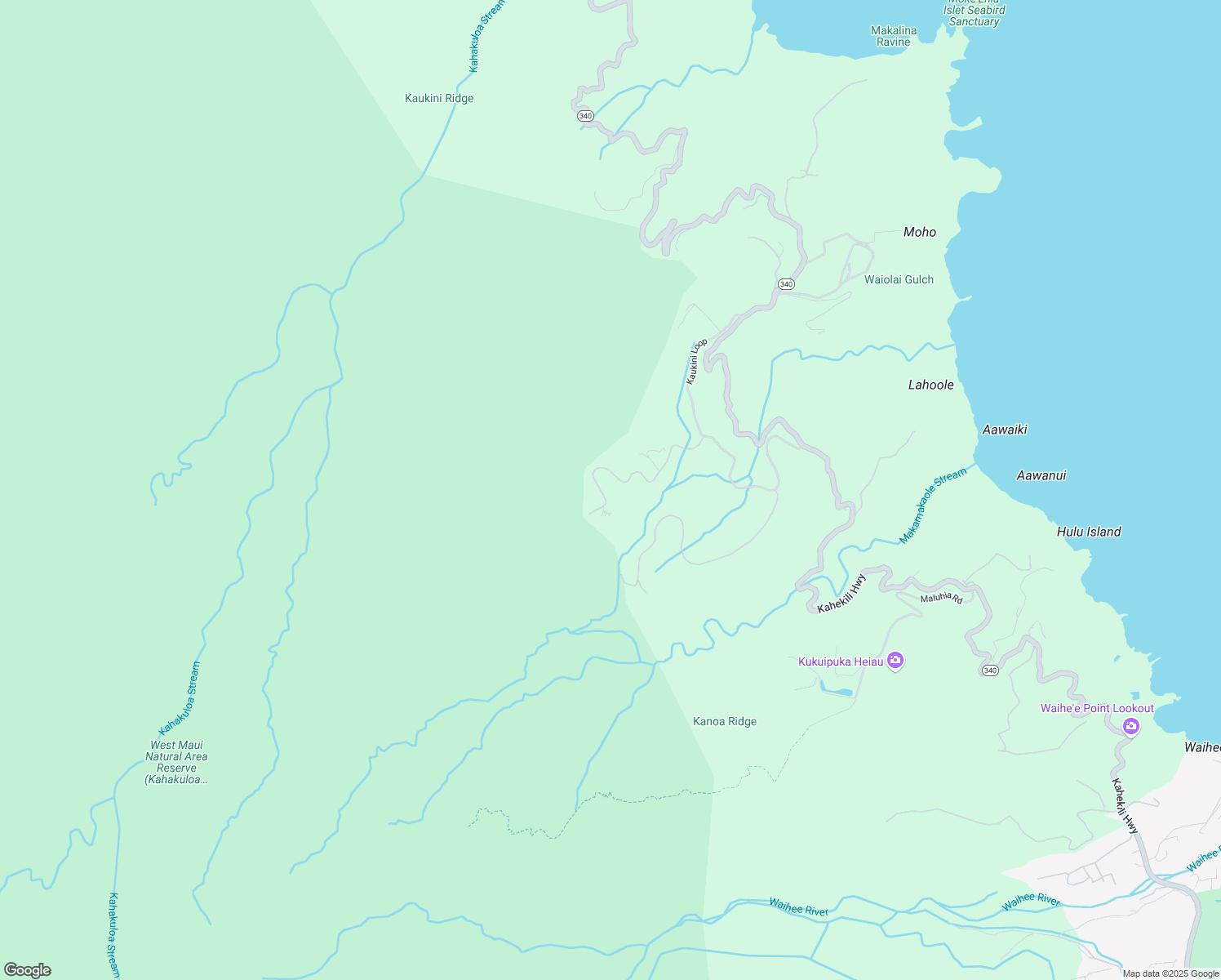 map of restaurants, bars, coffee shops, grocery stores, and more near 57 Hulumanu Place in Wailuku