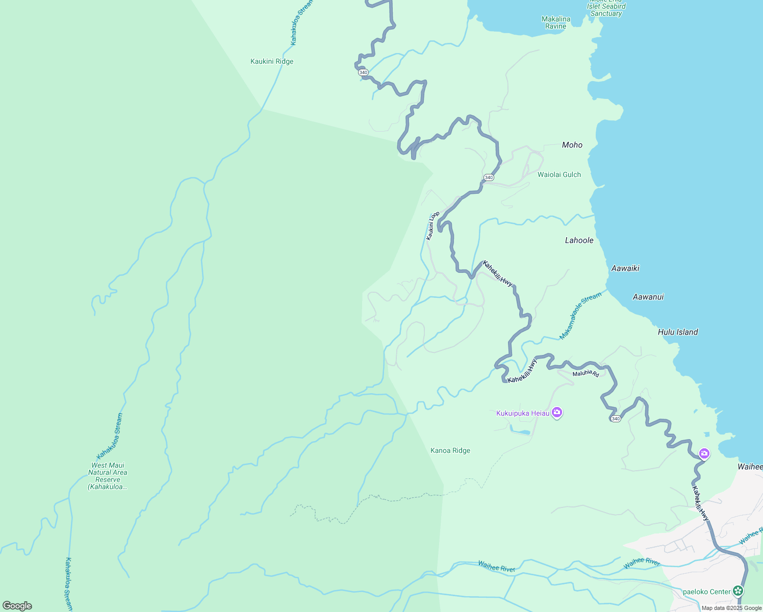 map of restaurants, bars, coffee shops, grocery stores, and more near 57 Hulumanu Place in Wailuku