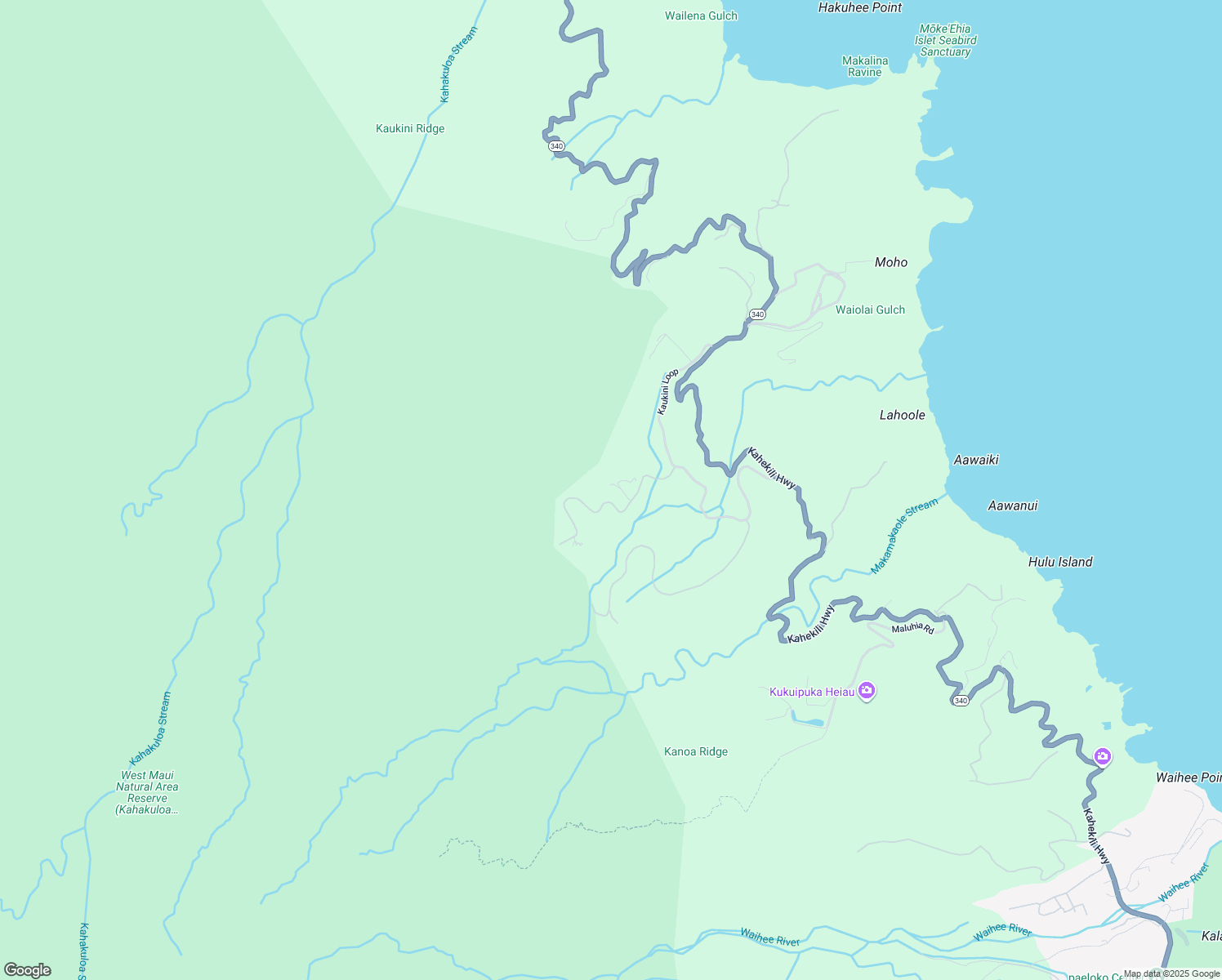 map of restaurants, bars, coffee shops, grocery stores, and more near 42 Hulumanu Place in Wailuku