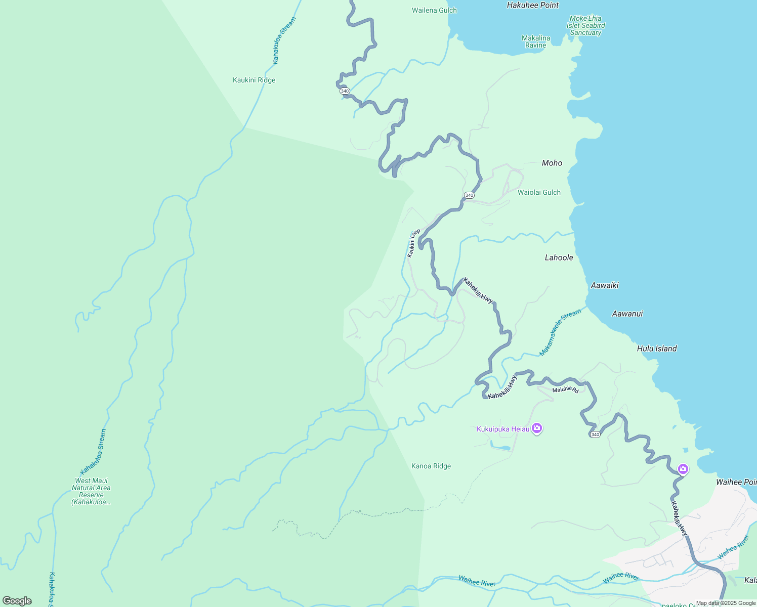 map of restaurants, bars, coffee shops, grocery stores, and more near 42 Hulumanu Place in Wailuku